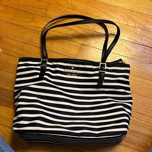 Nylon Black & White Striped Kate Spade purse